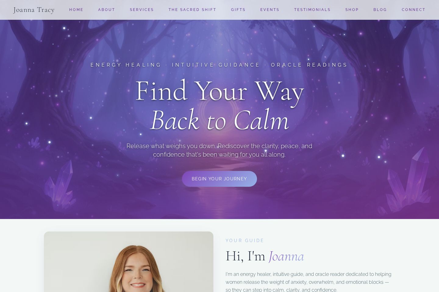 Joanna Tracy Energy Healing website preview